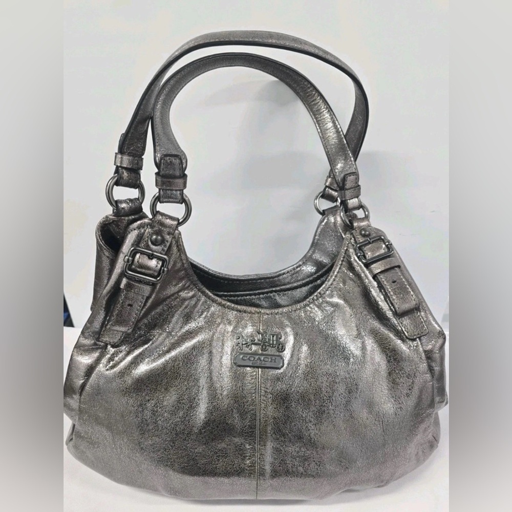 COACH Maggie Madison Metallic Leather Hobo Shoulder Bag